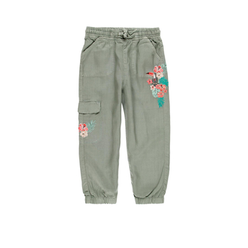 Spodnie z wiskozy dla dziewczynki kolor Szaro-zielony