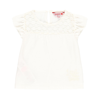 Bluzka z krótkim rękawem boho dla dziewczynki kolor biały Boboli