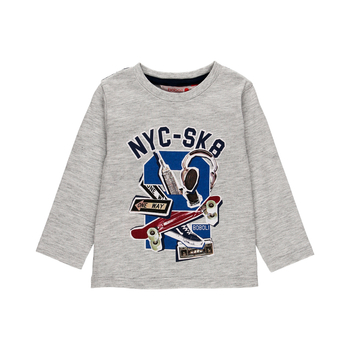 Bluzka z długim rękawem "new york" kolor szary Boboli dla chłopca