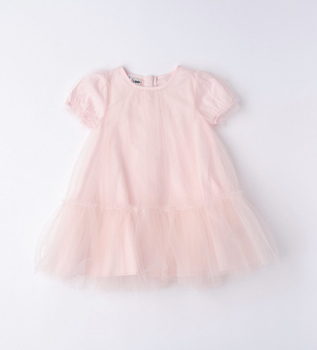 Tiulowa sukienka z krótkim rękawem kolor jasny róż iDO dla dziewczynki