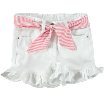 Krótkie spodenki/szorty w kolorze białym z malinowym paskiem iDO dla dziewczynk