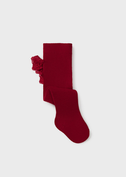 Rajstopy bawełniane z falbanką dla dziewczynki kolor Czerwony Mayoral 