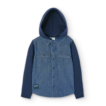 Koszula denim z długim rękawem dla chłopca kolor niebieski Boboli