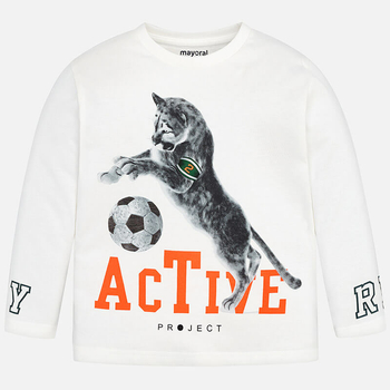 Bluzka z długim rękawem dla chłopca kolor kremowy Active  Mayoral