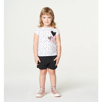 Komplet krótkie spodenki w kolorze czarnym koszulka z cekinami serce iDO dla dziewczynki