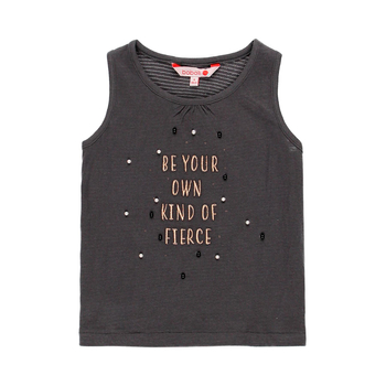 Koszulka na ramiączka perełki kolor czekoladowy Boboli dla dziewczynki