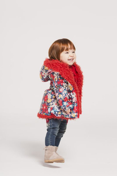 Kurtka dwustronna ocieplana kwiaty dla dziewczynki kolor czerwony Boboli