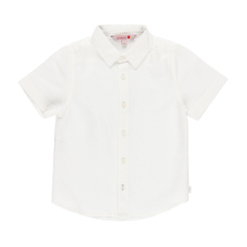 Koszula lniana Boboli z krótkim rękawem dla chłopca  kolor biały