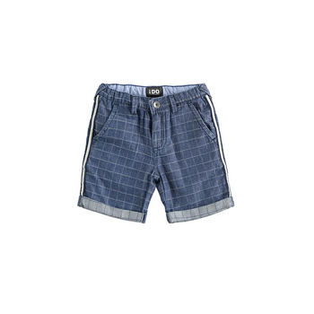 Szorty z tkaniny w kratkę kolor Niebieski wycierany