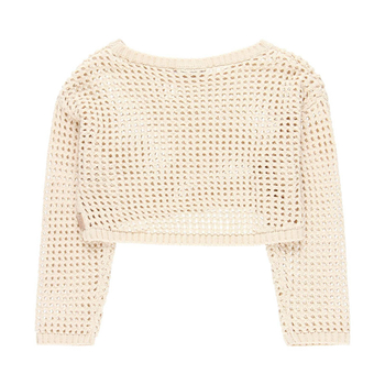 Sweter ażurowy dla dziewczynki kolor piaskowy