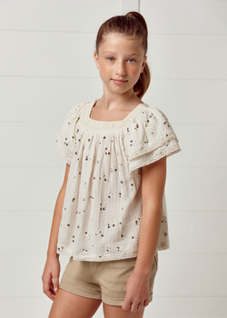 Szorty z paskiem serża basic kolor beżowy Mayoral dla dziewczynki