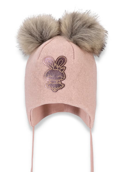 Czapka zimowa wiązana z pomponami Pryma dla dziewczynki Broel różowa