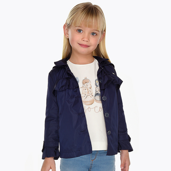 Kurtka wiatrówka płaszczyk falbany kolor granatowy Mayoral dla dziewczynki