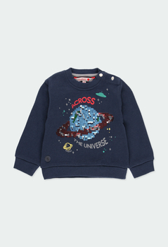 Bluza ocieplana z cekinami planety kolor granatowy Boboli dla chłopca