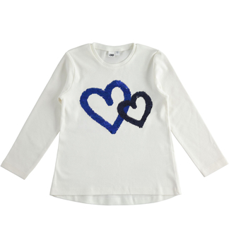 Bluzka z długim rękawem serca dla dziewczynki  kolor kremowy iDO