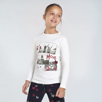 Bluzka Mayoral dziewczęca – Mayoral z nadrukiem 7080 kremowa