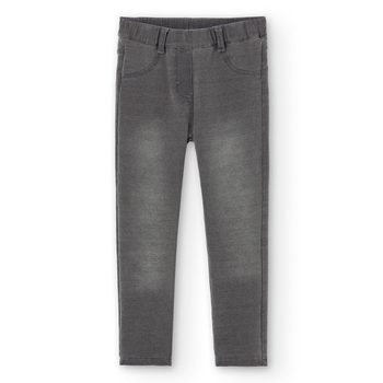 Spodnie jegginsy dzianinowe denim dla dziewczynki kolor szary Boboli