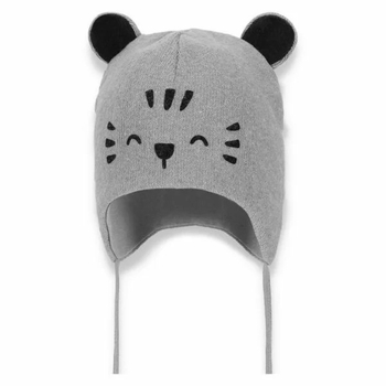 Czapka wiązana z daszkiem Kuba dla chłopca Broel szara