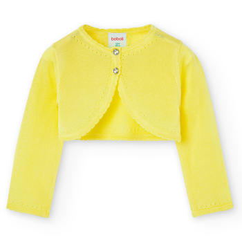 Bolerko z wikozy sweterek do sukienki kolor cytrynowy Boboli dla dziewczynki