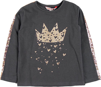 Bluzka z długim rękawem dla dziewczynki Boboli ciemny szary 162 cm