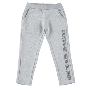 Spodnie dresowe dla dziewczynki nadruk kolor szary melanż iDO