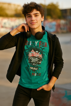 Bluzka z długim rękawem dla chłopca kolor zielony "crazy  for music" Boboli