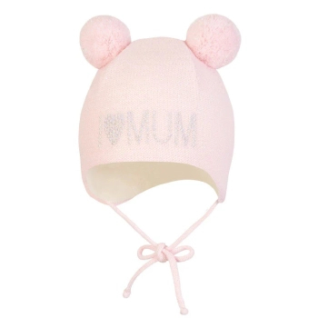 Czapka zimowa wiązana z pomponami Coco dla dziewczynki Broel różowa