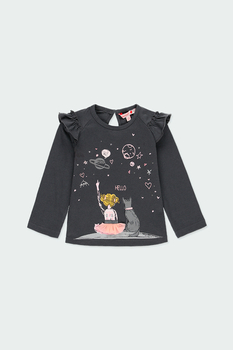 Bluzka z długim planety kolor antracyt Boboli dla dziewczynki