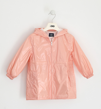 Płaszczyk przeciwdeszczowy dla dziewczynki dłuższy kolor różowy iDO