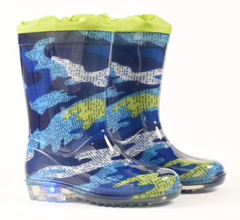 Kalosze z nadrukiem wielokolorowym dla chłopca świecące podeszwy iDO