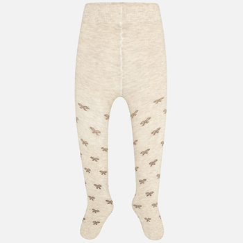 Rajstopy bawełniane kokardki włókno metalizowane kolor beżowy Mayoral dla dziewczynki