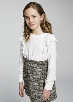 Bluzka z długim rękawem z falbankami w kolorze ecru Mayoral dla dziewczynki