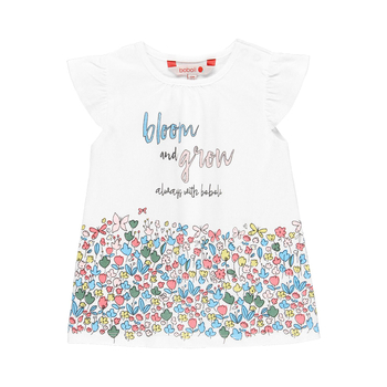 Sukienka letnia w kwiatki z krótkim rękawem bawełniana Boboli