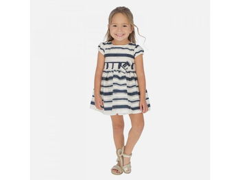 sukienka organza paski kolor granatowy