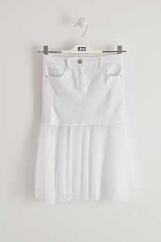 Spódnica z siateczkowym dołem kolor biały denim iDO dla dziewczynki