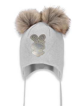 Czapka zimowa wiązana z pomponami Pryma dla dziewczynki Broel szara
