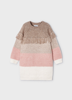 Sukienka swetrowa dla dziewczynki kolor beżowy Mayoral 