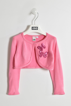 Dzianinowe bolerko cekinowy motyl kolor różowy iDO dla dziewczynki