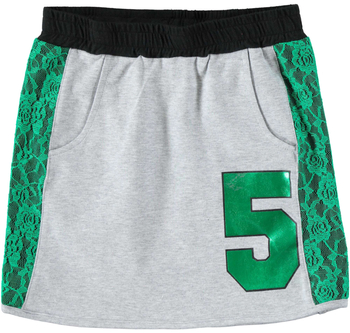 Spódnica z dresówki zielona koronka kolor szary iDO dla dziewczynki