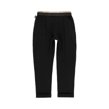 Luźne spodnie materiałowe z gumką w pasie kolor czarny Boboli dla dziewczynki