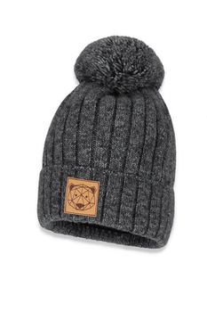 Czapka zimowa z pomponem Samuel kolor grafitowy melanż Broel