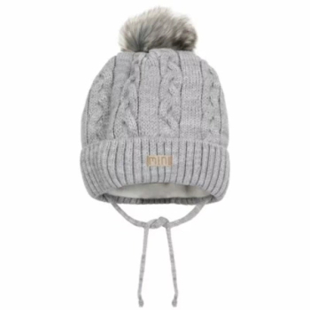 Czapka wiązana Prymus elegancka dla chłopca Broel szara