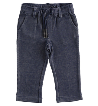 Spodnie z lejącej się miękkiej tkaniny dla chłopca kolor granatowy iDO