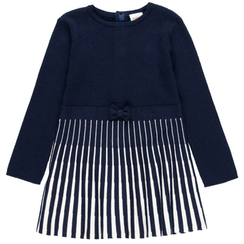 Sukienka swetrowa rozkloszowana dla dziewczynki kolor granatowy Boboli