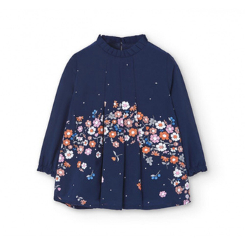 Sukienka szyfonowa w kwiaty kolor granatowy Boboli 