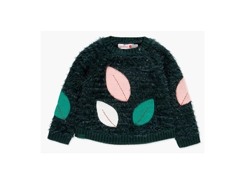 Sweter moher dla dziewczynki ciemny zielony Boboli