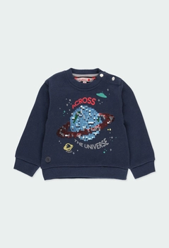 Bluza ocieplana z cekinami planety kolor granatowy Boboli dla chłopca