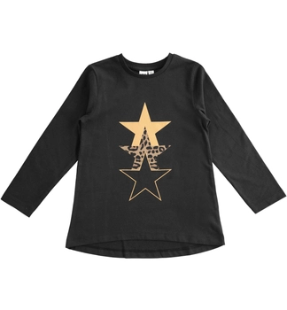Bluzka z długim rękawem dla dziewczynki czarna gwiazdy iDO