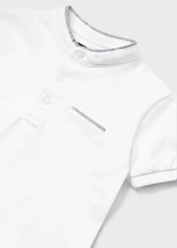 Koszulka polo z krótkim rękawem stójka dla chłopca Mayoral biała