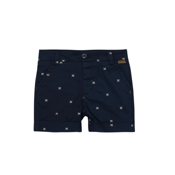 Bermudy pirackie satynowe dla chłopca granatowe nadruk